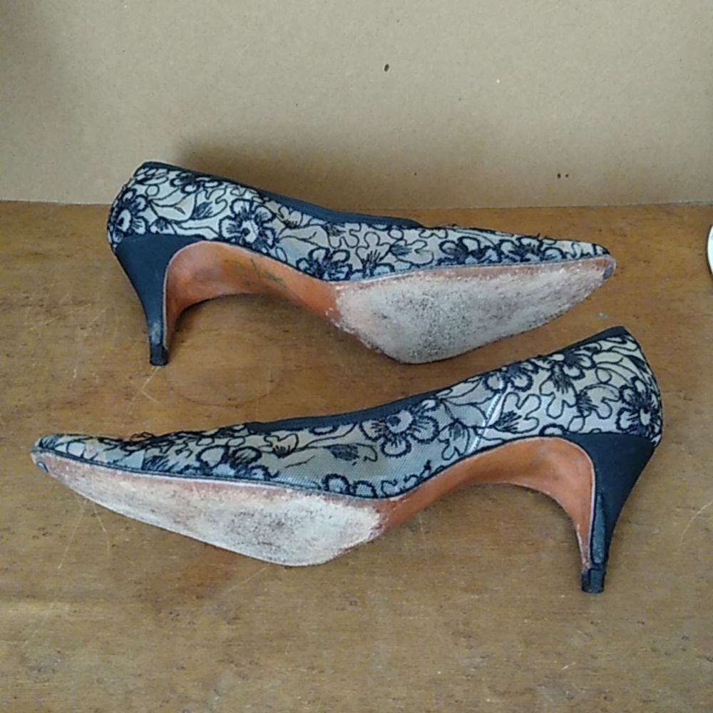 Vintage High Heels 1960s Sheer Floral - Picture 6 of 11
